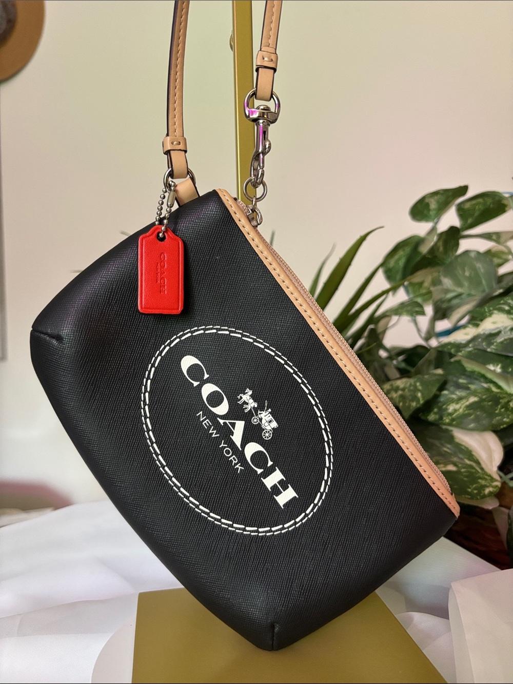 Coach Black Horse and Carriage Leather Wristlet F51788